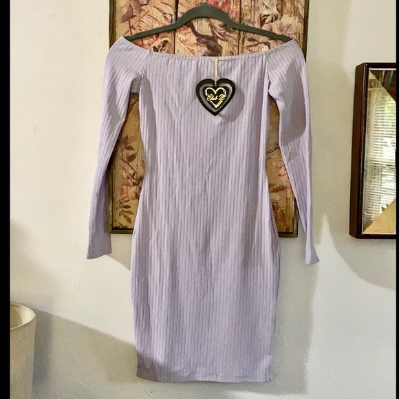 NWT ASOS STRETCH RIB OFF SHOULDER BODYCON DRESS 4 - Picture 3 of 17